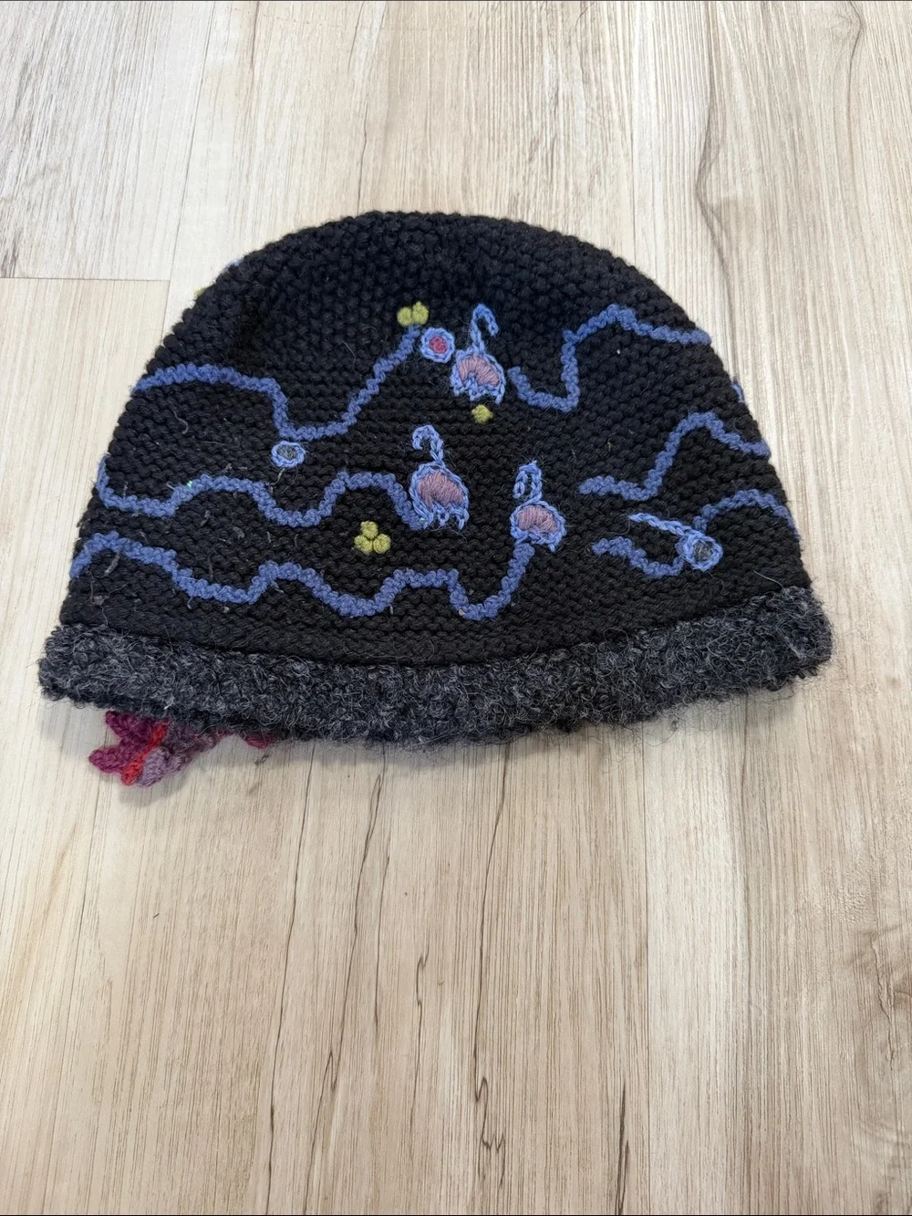 Little Journey Chicago Alpaca Blend Hat & Mittens Set Handmade Peru Floral Knit